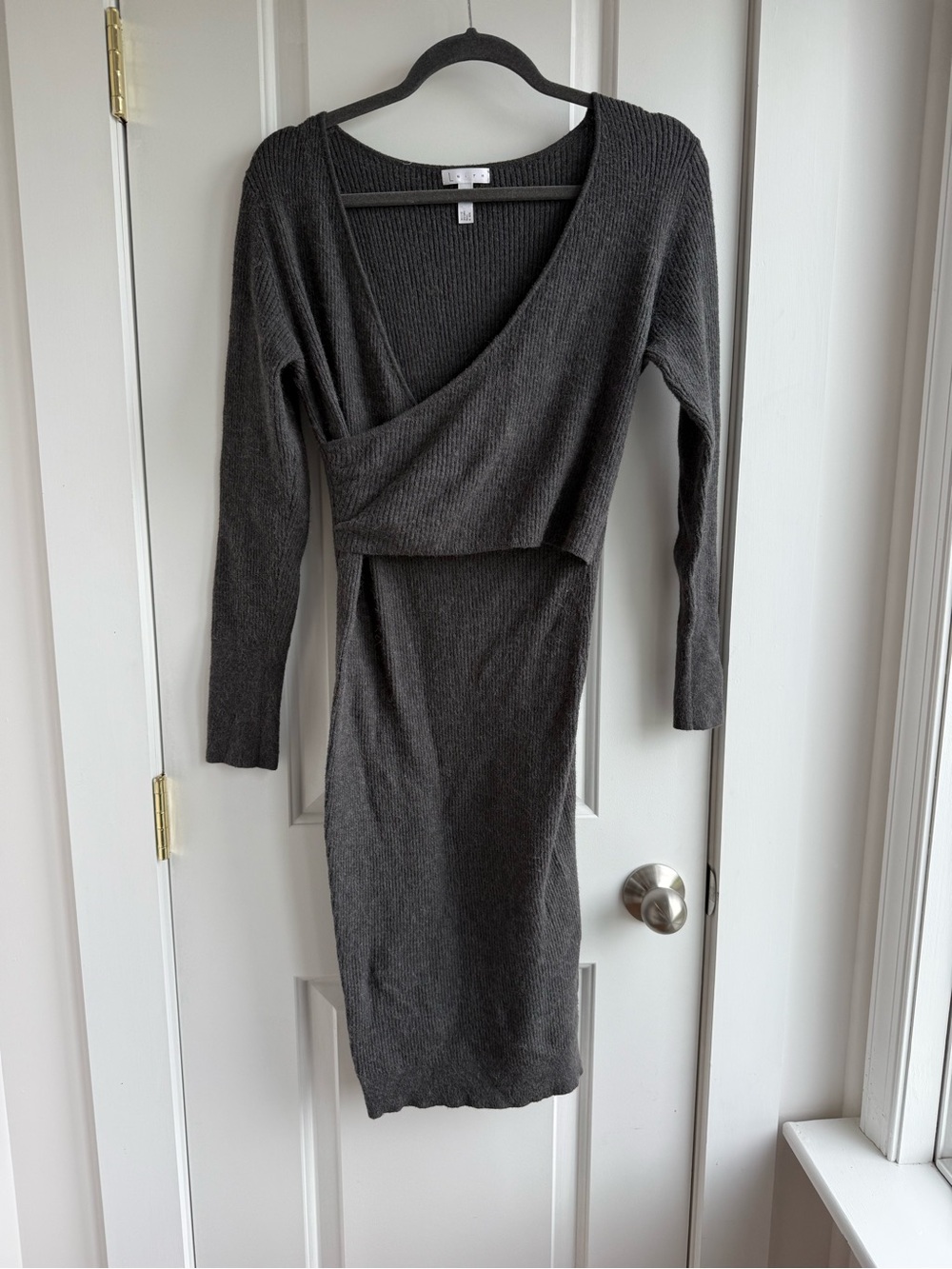 Leith Nordstrom knit “Wrap It Up” dress size medium - heather grey